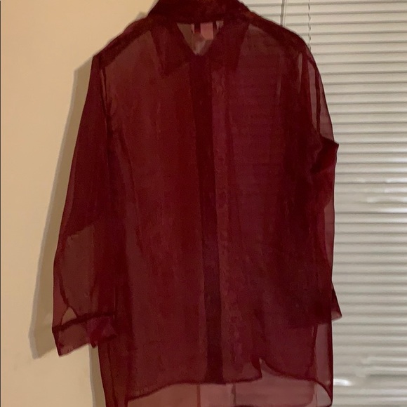 Sheer burgundy blouse size 16 - Picture 3 of 3